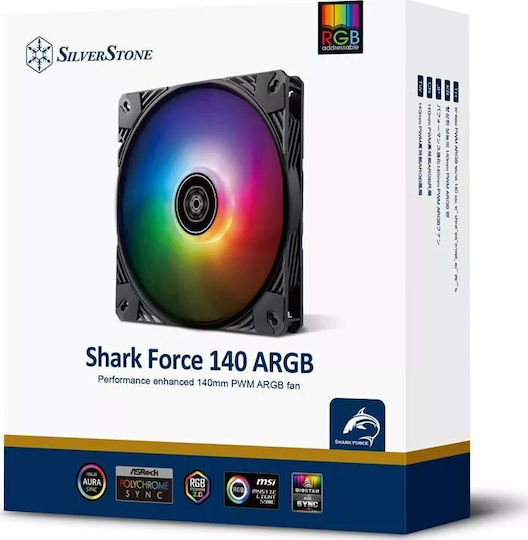 Silverstone Shark Force 140 Case Fans (2200rpm / 120cfm) with ARGB Lighting and Connection 4-Pin PWM