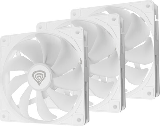 Natec Oxal 120 Gehäuselüfter (1300rpm / 46,1cfm) mit ARGB Beleuchtung und Verbindung 3-polig / 4-Pin PWM 3Stück Weiße