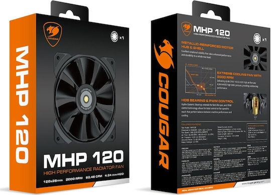 Cougar MHP Case Fan 120mm (2000rpm / 82.48cfm) Χωρίς Led Φωτισμό και Σύνδεση 4-Pin PWM
