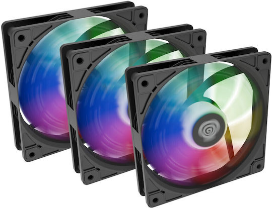 Natec Oxal 120 Case Fans (1300rpm / 46.1cfm) with ARGB Lighting and Connection 3-Pin / 4-Pin PWM Pack of 3