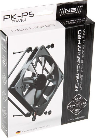Noiseblocker BlackSilentPro PKPS Case Fan 140mm (1500rpm) Without LEDs Lighting and Connection 3-Pin