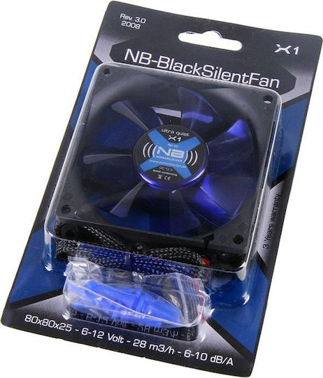 Noiseblocker X1 Case Fan 80mm (1300rpm) Without LED Lighting And 3-Pin Connection
