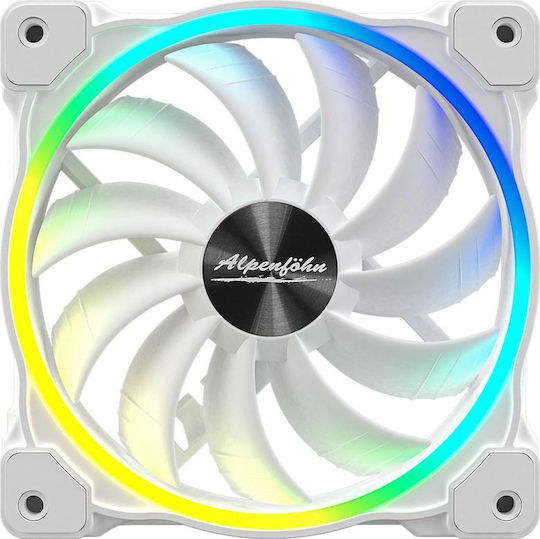 Alpenfoehn Wing Boost 3 High Speed Case Fans 120mm (2200rpm / 132.4cfm) with ARGB Lighting and Connection 4-Pin PWM 3pcs White