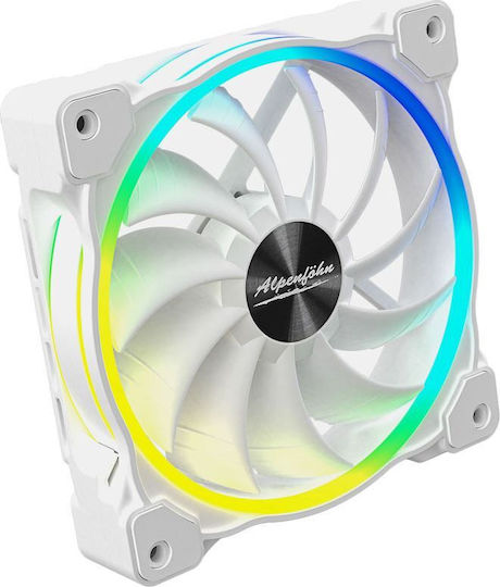 Alpenfoehn Wing Boost 3 High Speed Case Fans 120mm (2200rpm / 132.4cfm) with ARGB Lighting and Connection 4-Pin PWM 3pcs White