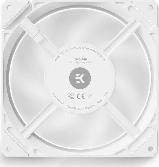 Ekwb FPT 140 Case Fan 2200rpm 118.01cfm With RGB Lighting And 4-Pin PWM Connection White