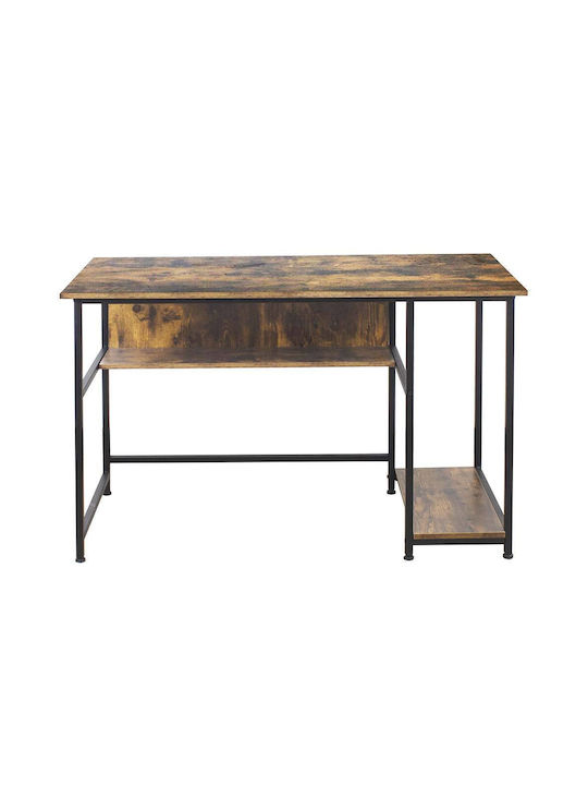 Birou din Lemn cu Bibliotecă Roz cu Picioare Metalice 120x60x76cm