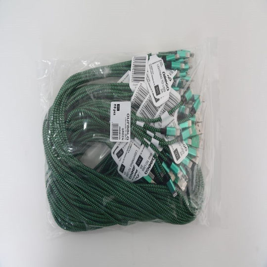 Omega Cordyl Fabric Cable Cable Braided Lightning To Usb 2a Polybag Oem 1m Green 44039
