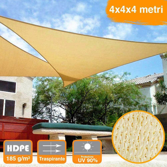 Bakaji Triangle Shade Sail Beige With Hoop 4x4x20m