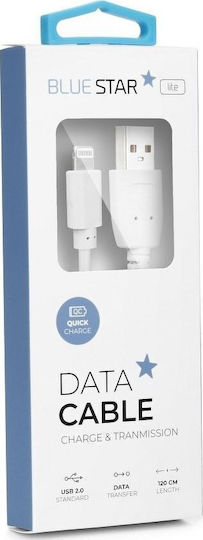 Blue Star Lite Regular USB-A la Cablu Lightning Alb 1.2m