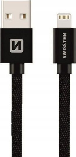 Swissten Geflochten USB-A zu Lightning Kabel Schwarz 0.2m