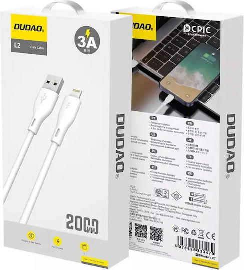Dudao USB-A to Lightning Cable Λευκό 2m