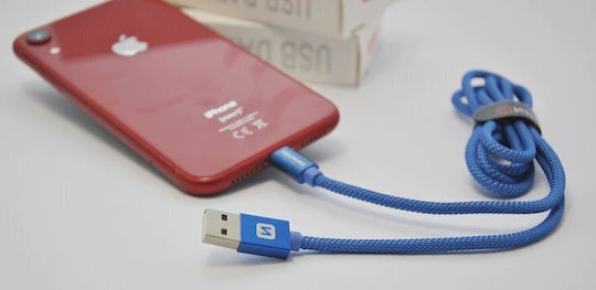 Swissten Braided USB-A to Lightning Cable Silver 2m