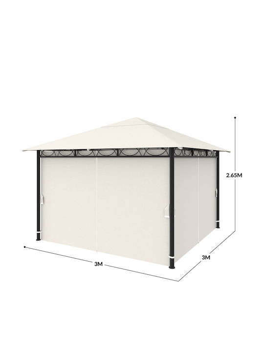 Bakaji Gazebo De Grădină Bej 3x3m