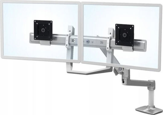 Ergotron LX Dual Direct Suport Birou pentru 2 Monitoare cu Braț Albă