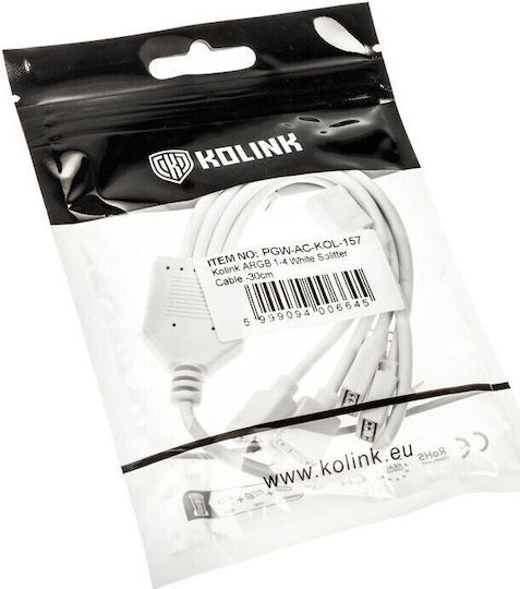 Kolink Argb 1-4 Splitter Cable 3pin 30cm White Pgw-ac-kol-157
