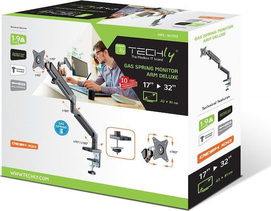 Techly Βάση Γραφείου Οθόνης έως 32" με Βραχίονα (361193)
