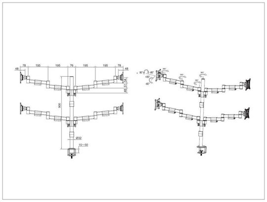 Multibrackets Stand Desk Mounted for 4 Monitors up to 30" with Arm (MB-5891)