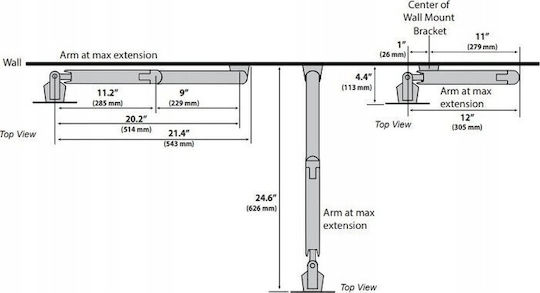Ergotron Wall Mounted Stand Monitor up to 34" with Arm (45-505-224)