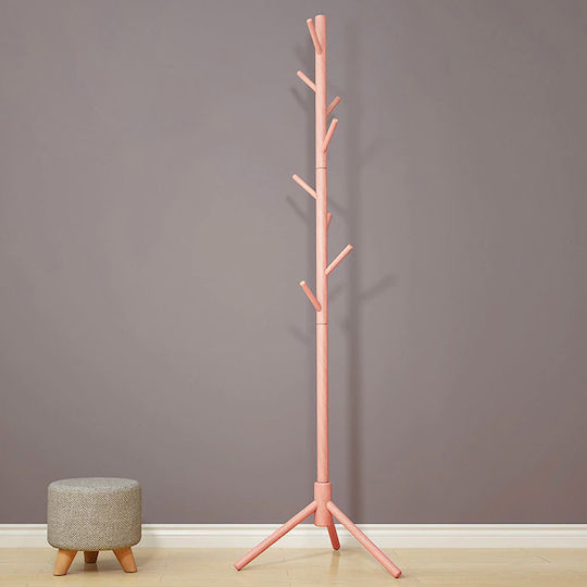 Bakaji Freistehender Kleiderständer Hölzernes Rosa 41x41x176cm