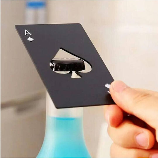 Aptel Stainless Steel Bottle Opener Card Shape Ace of Spades Black Da50