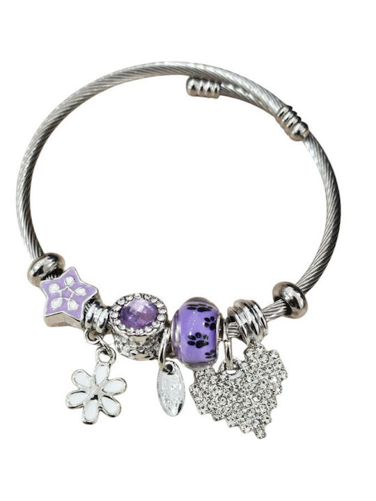 Women's Steel Handcuff Bracelet with Heart Design 6.5cm