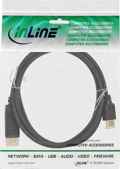 InLine Cable DisplayPort male - HDMI male 2m Black (17182)