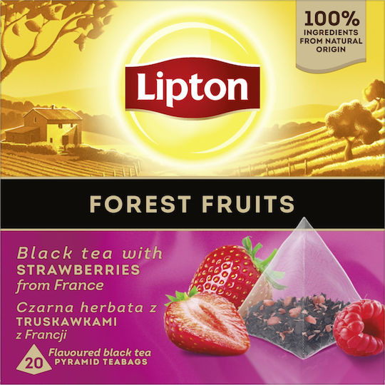 Lipton Μαύρο Τσάι Φρούτα 20 Φακελάκια 34gr