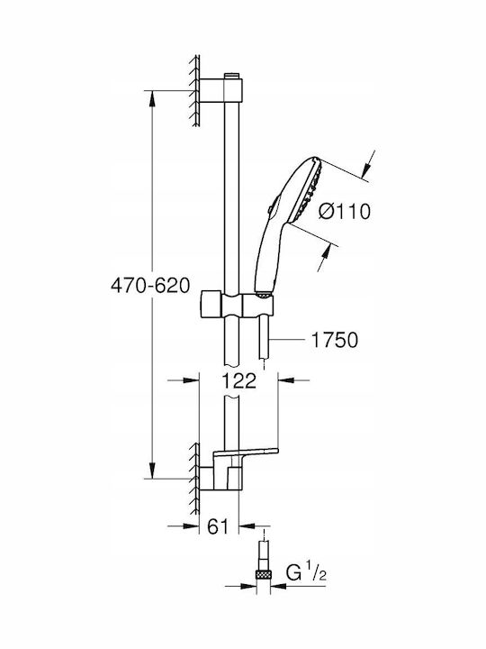Grohe Στήλη Ντουζ χωρίς Μπαταρία Ασημί