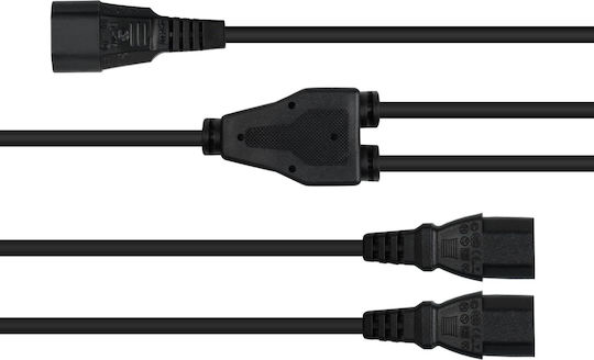 Alcasa IEC C14 / IEC C13 - IEC C14 / IEC C13 Cable 0.3m Black