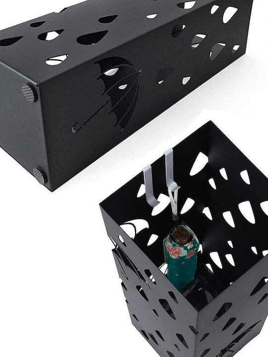 Bakaji Regenschirmständer Metallisch Schwarz 49x15.5x15.5cm 1Stück