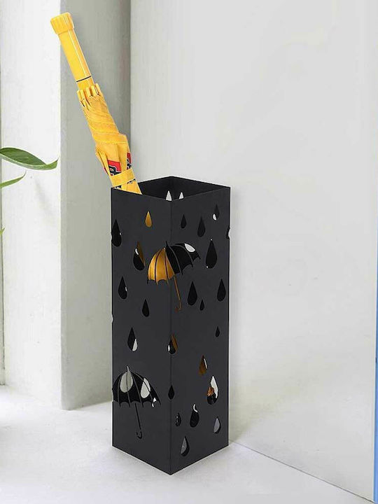 Bakaji Regenschirmständer Metallisch Schwarz 49x15.5x15.5cm 1Stück