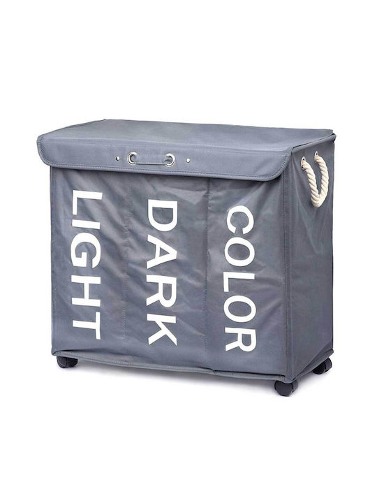 Bakaji Collapsible Fabric Laundry Basket with Cap 65x35x57cm Grey