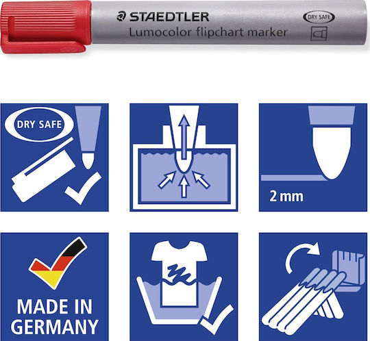 Staedtler Staedtler Lumocolor Flipchart Marker 356/356b 8 Pieces Set Refillable Dry Safe Washable Blocked Tip 1 Piece 356 Swp8