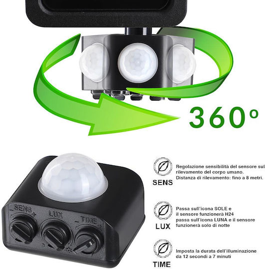Bakaji Waterproof LED Flood Light 50W Cold White 6500K with Motion Sensor and Photocell IP65