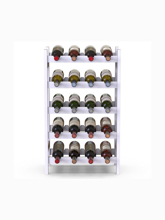Bakaji Free Standing Wooden Wine Cabinet for 20 Bottles White 43.5x24.5x73cm