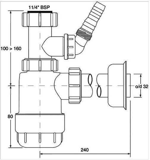 McAlpine Kunststoff Siphon Spülbecken Weiß