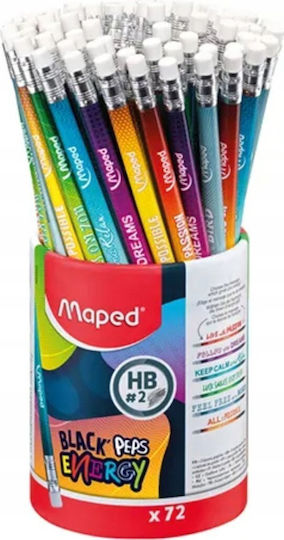 Maped Black'peps Energy HB Pencils with Eraser 72