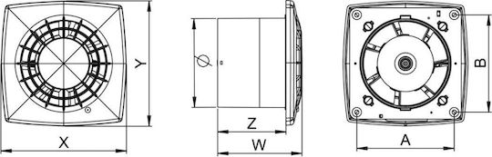 Awenta Επιτοίχιος Εξαεριστήρας Μπάνιου 150mm Λευκός