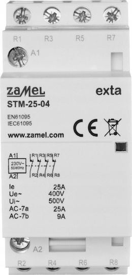 Zamel Модулни Инсталационни Контакти 25a 4r 230v Ac Тип Stm-25-04 Ext10000294