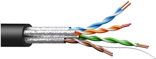 Procab U/FTP (STP) Cat.7 (10Gbps) Καλώδιο Δικτύου Ethernet 10m Μαύρο