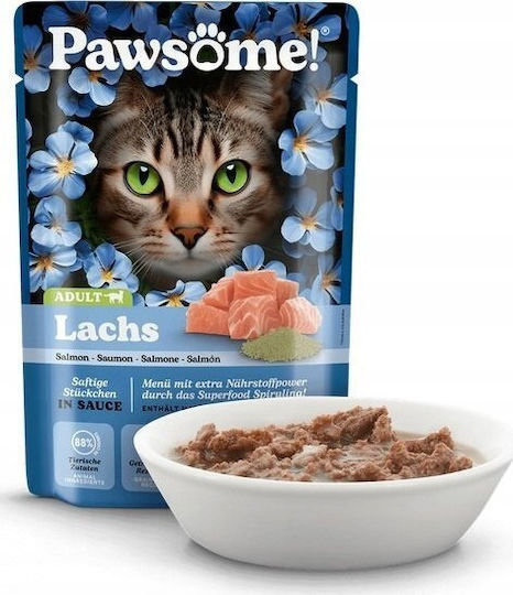Pawsome Wet Food for Adult Cats in Pouches with Salmon 85gr