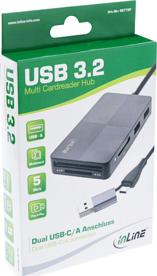InLine Card Reader USB 3.2 για SD/xD