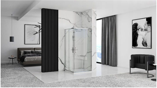 Rea Καμπίνα Ντουζιέρας με Συρόμενη Πόρτα 90x90x190cm Chrome Rea Καμπίνα Ντουζιέρας με Συρόμενη Πόρτα 90x90x190cm Chrome