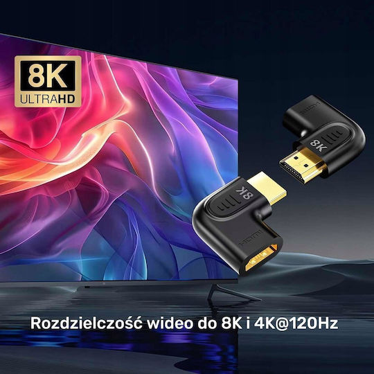 Προσαρμογέας Unitek Επίπεδος Γωνιακός 8k Hdmi 90 270 Μοίρες