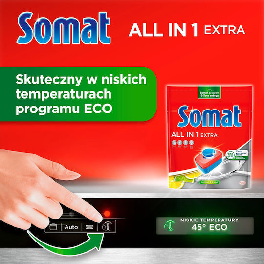 Somat All In 1 Extra Tablete pentru Mașina de Spălat Vase Lămâie & Lime 44 Bucăți