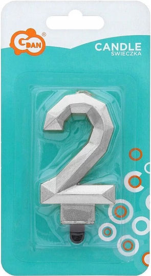 Godan Κερί Αριθμός 2 Διαμάντι Μεταλλικό Ασημί Pf-sds2 63230