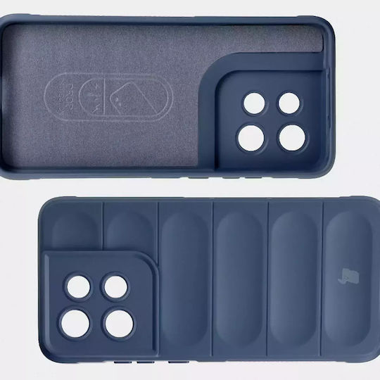 Bizon Tur Umschlag Rückseite Silikon / Gehärtetes Glas 2mm Marineblau (Motorola Edge 50 Neo)