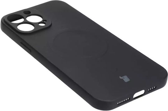 Bizon Silicone Magnetic Umschlag Rückseite Silikon / Gehärtetes Glas Schwarz (iPhone 13 Pro Max)