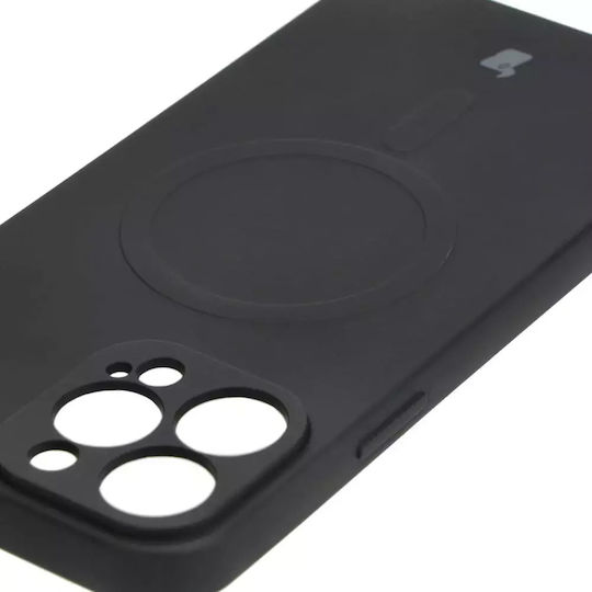 Bizon Silicone Magnetic Umschlag Rückseite Silikon / Gehärtetes Glas Schwarz (iPhone 13 Pro Max)