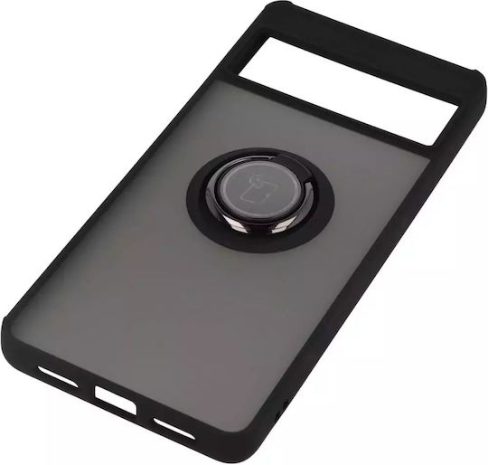 Bizon Hybrid Ring Back Cover Σιλικόνης / Tempered Glass Μαύρο (Google Pixel 7)